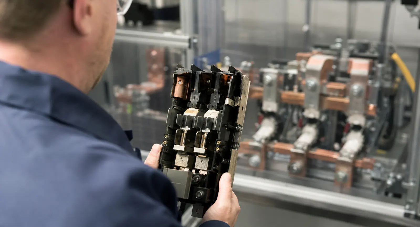 High-current contact assembly under engineering inspection