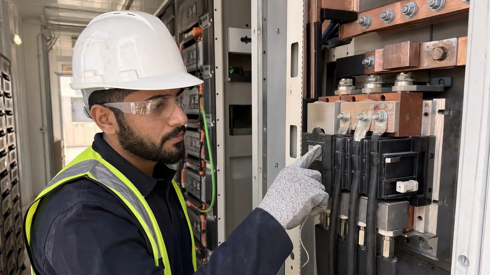 High-current contactor inspection inside battery energy storage