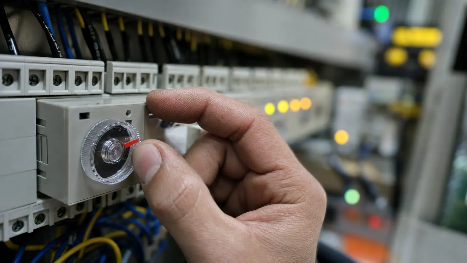 Timer relay setting inside a control panel